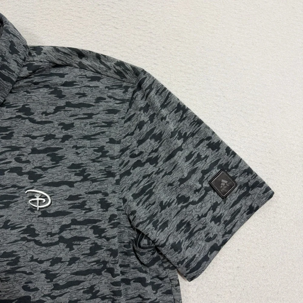 Adidas Disney Golf Polo Shirt Men's Small Gray Camo Golfing Stretch Performance